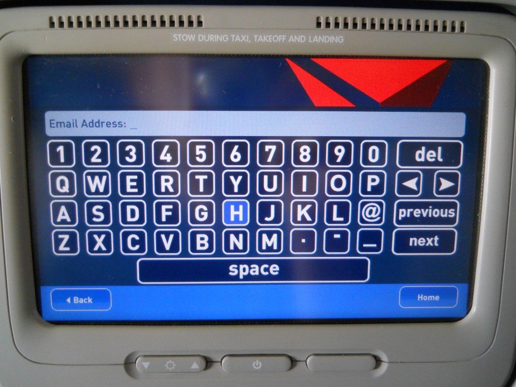 Delta In-Flight Email Registration form