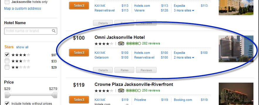 kayak-comparative-pricing