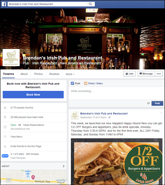 Irish Pub Facebook